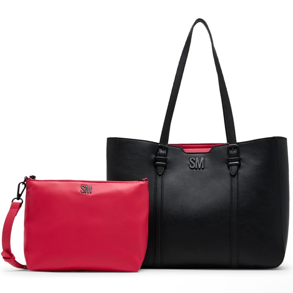 New! Steve Madden Women's Black Bdusk Tote &  Mini Crossbody Bag